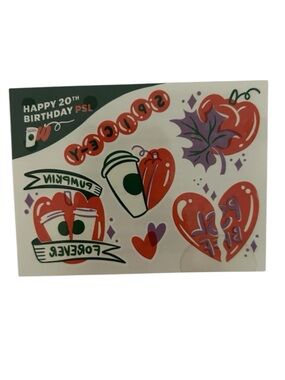 🦋 5/$25 - Starbucks Temporary Tattoos PSL Pumpkin Spice Latte Themed Set